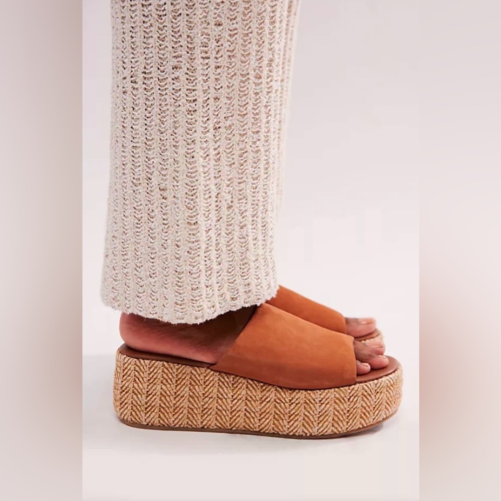 🌻🆕FREE PEOPLE Harbor Raffia Flatform Sandals-Tan Color-Size 8 & 9 - Picture 5 of 17